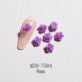 3D resin camellia flower nail art decoration in purplish red, 8mm size for DIY manicure - 8mm / Purple