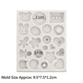 Mini silicone mold featuring bear, rabbit, and heart shapes for DIY craft jewelry - Style 1 (Biscuit/Bear) / Gray
