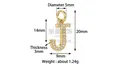 Gold plated letter L pendant featuring micro-paved cubic zirconia stones and product size details - Zirconia Letter K