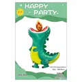 Lindo globo de dragón de fuego de aluminio 89x58cm para decorar fiesta de dinosaurios - Versión Q Dragón Escupefuego (Verde)