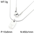 Zilveren halsketting met vierkante hanger en gegraveerde letter X slangketting - Zilveren Letter X (KN293424-Z)