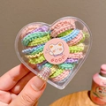 Elastici per capelli macaron in una scatola a cuore con adesivo orsetto rosa - Con Scatola a Cuore / 2# Colori Primaverili (50 Pezzi)