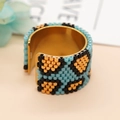 Blue Black Gold Geometric Plaid (MI-R23061404E)