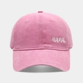 Gorra de béisbol rosa de algodón lavado con bordado nana blanco y estilo retro - Ajustable / Rosa