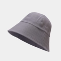 Close-up of grey cotton bucket hat with detailed parallel stitching on the wide brim - M (56-58cm) / Gray