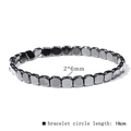 Men's retro hematite bracelet with 2x6mm rectangular beads and 19cm elastic band - Rectangular Luster 2*6mm