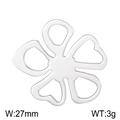 Silver hollow flower pendant in titanium steel with 27mm width and 3g weight details - Hollow Five-Petal Flower-Steel Color(KLJ7677-Z) / 27mm