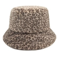 Cappello da pescatore invernale in ecopelliccia con stampa leopardata soffice - M(56-58cm) / Cachi