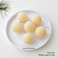 Set of 6 pale yellow flocked 6cm Christmas ball ornaments with silver hanging ropes - 6cm/Set of 6 / Beige