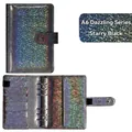 A6 starlight black PU leather binder cover with laser glitter finish and 6-ring binder - Starry Space Gray Shell Only
