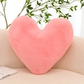 Pink heart-shaped plush throw pillow made of soft faux rabbit fur for home sofa decor - Pink / 40CM