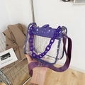 Borsa a mano trendy in PVC viola trasparente con strass e catena in acrilico - Viola