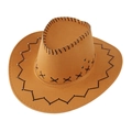 Sombrero vaquero estilo western marrón con costuras decorativas negras y banda cuero - Niños 54CM / Amarillo Ganado