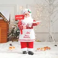 Standing Santa Claus chef doll figurine with Welcome sign and tray, 47cm height - Medium (Standing)