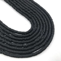 Strands of 4-6mm flat black polymer clay beads for DIY bracelet and jewelry making - Black
