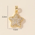 Detail of gold star pendant with micro-pave cubic zirconia and dimensions 2.2cm by 1.5cm - E-Micro-pave Star