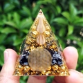 Orgone crystal pyramid with gold foil and metal spiral coil for home desk decor - Style 8