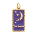 Tarot moon pendant in gold rectangle frame with purple enamel and engraved stars - Tarot Moon Purple Enamel