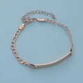 Roségoldenes Figaro-Armband mit verstellbarer Verlängerung und polierter Blanko-ID-Platte - 18+5cm Roségold