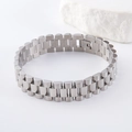 Pulsera para hombre 15mm de acero inoxidable plateado con diseño estilo reloj - Color Acero