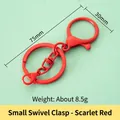 Red metal 8-shaped swivel lobster clasp keychain accessory, 75mm length and 30mm width - Small 8-Rotation Style / Red