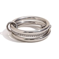 Three-layer interlocking stainless steel ring in silver finish with pavé set crystals - US 6 / Three-Layer Middle Diamond Ring-Steel