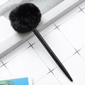 Stylo à bille à pompon noir en fausse fourrure avec corps élégant minimaliste - Pointe Balle 1,0 mm / Noir