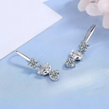 S925 silver fox shaped stud earrings with sparkling round moissanite and pave stones - White Diamond Fox Ear Hooks Led-119