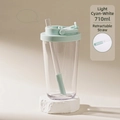 Mint green 710ml Tritan straw cup with telescopic straw for bubble tea and easy cleaning - 24oz / Cyan White