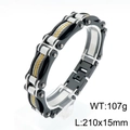 Men's black titanium steel wire cable bracelet with gold and silver woven accents - Black with Gold and Silver Weave(KB139389-KFC)