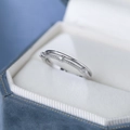 Anello doppio strato minimalista in argento sterling S925 con zirconi finitura argento - Aperto Regolabile / Oro Bianco