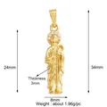 Polished gold plated copper St. Jude pendant with five clear crystals and drop clasp - White L021118-Gold Saint Bar