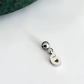 Minimalist silver stainless steel number 6 pendant with metal bead for DIY necklace - Number Pendant (6) / Silver