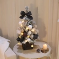 Nordic Christmas tree decor with white snow effect, LED lights, and velvet bows in pot - 50cm Luxury Grey Tree (With Lights)