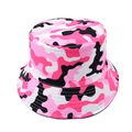 Pink camouflage bucket hat with wide brim and reinforced stitching for sun protection - One Size / Pink Camouflage