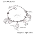 DIY stainless steel beaded heart bracelet with zircon charms and adjustable lobster clasp - Steel Color Heart Multi-Charm Bracelet / 15+4cm / Steel