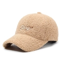 Cappellino da baseball invernale in lana di agnello kaki chiaro con ricamo Suny in pile - Stile Ricamo Suny / Beige Scuro