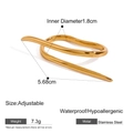 Adjustable golden irregular line stainless steel ring with dimensions and specs - Irregular Curve Open Style (JDR2407030-7) / Gold