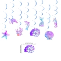 Detail of glittery mermaid ocean party swirls with seashell dimensions 16.5x13.5 cm - Mermaid Hanging Swirls