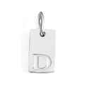 Silver stainless steel rectangular pendant with engraved letter D for DIY jewelry - Steel D / Corroded Lettering 10*6*1.5mm
