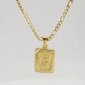 Collier en acier inoxydable plaqué or 18 carats avec pendentif carré et lettre G - Lettre G Dorée (Avec Chaîne)