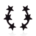 Minimalist black stainless steel ear crawlers with three stars for women in trendy style - Star Crawler / Black