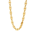 Detailed macro view of the polished gold stainless steel chain link necklace with smooth finish - Necklace / Gold