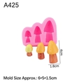 Pink silicone mushroom mold with finished gradient forest mushroom figurines - Style 4 Triple Round Head Mushrooms / Pink