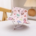 Pink kids sun hat with unicorn prints and adjustable drawstring for a custom fit - Pink Unicorn