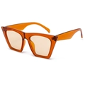 Retro quadratische Oversized-Sonnenbrille mit orangefarbenem Rahmen und getönten Gläsern - Transparenter Orange Rahmen Hellbraune Gläser