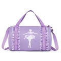 Lavender purple ballet dance bag for girls with lace ruffles and ballerina silhouette - Purple (Short Lace Dancer)