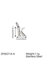 Polished stainless steel letter K pendant in silver finish with size measurement details - Letter-K / Steel