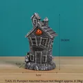 Miniature resin Halloween haunted house with Boo sign, pumpkin and skeleton decor - Pumpkin Haunted House
