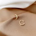 Elegant 14k gold-plated C-shaped ear cuffs with sparkling cubic zirconia on satin fabric - 35016-Gold Rhinestone Ear Cuff Pair